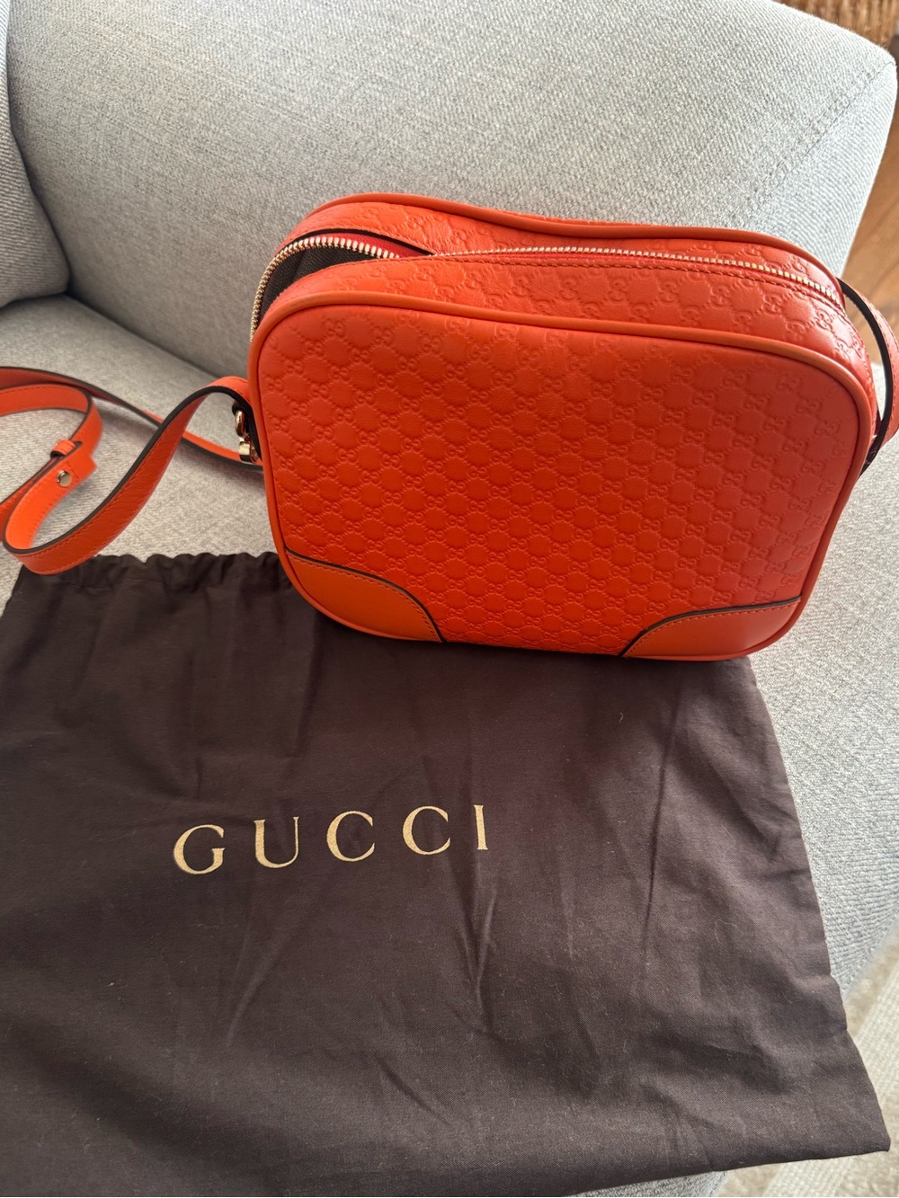 Gucci Microguccissima Bag Orange Signature Leather Crossbody Bag